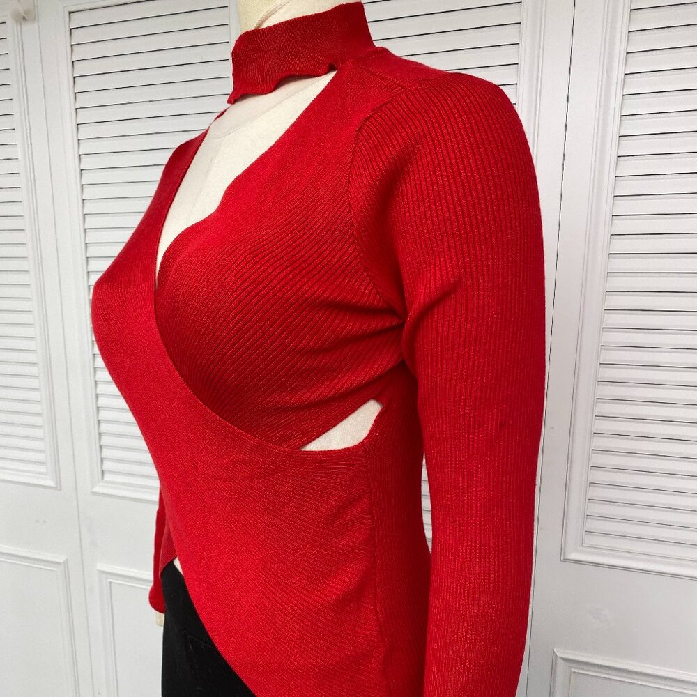 Venus  Red Sweater Sz. M  New Sexy Cut outs - Picture 4 of 8